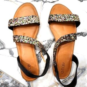 Size 7.5 M Slip-On Dress Sandals ABOUND, sparkling/glitter